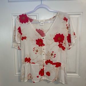 Urban Romantics Floral Button Up Blouse Size Medium